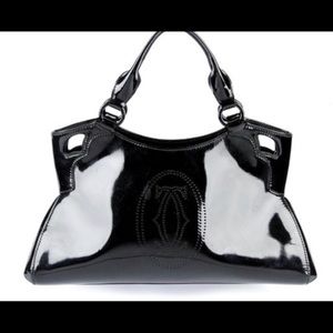 Cartier Marcello Black Patent Large Handbag